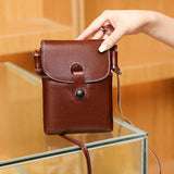 Vintage Leather Girls Phone Bag Women Shoulder Crossbody Purse