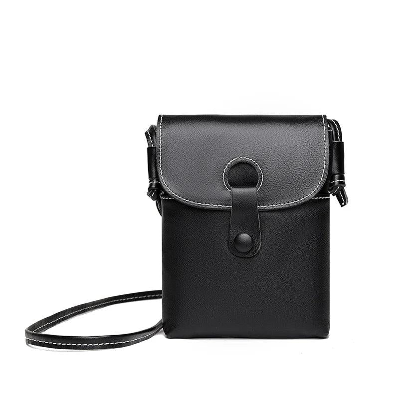 Vintage Leather Girls Phone Bag Women Shoulder Crossbody Purse