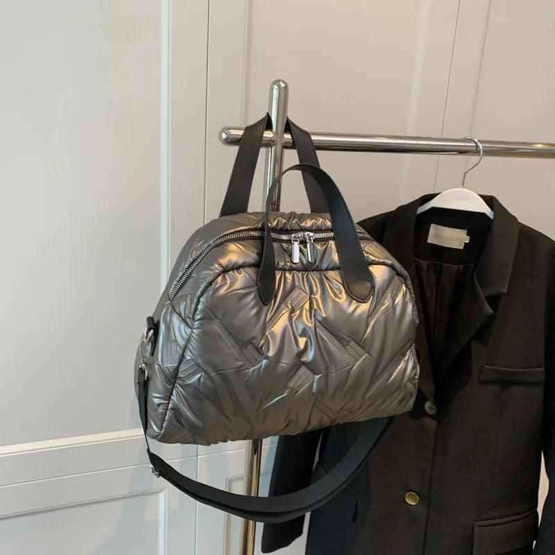 Winter Padded Shoulder Bag Quilted Tote Crossbody Handbag