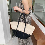 Rattan Woven Shoulder Bag Large Capacity Women Summer Travel Beach Bucket Bags