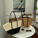 Rattan Woven Shoulder Bag Large Capacity Women Summer Travel Beach Bucket Bags