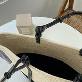 Rattan Woven Shoulder Bag Large Capacity Women Summer Travel Beach Bucket Bags