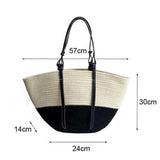 Rattan Woven Shoulder Bag Large Capacity Women Summer Travel Beach Bucket Bags