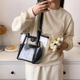 Transparent Jelly Bucket Bag Women's Shoulder Handbag Tote Purse