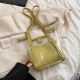 Transparent Jelly Bucket Bag Women's Shoulder Handbag Tote Purse
