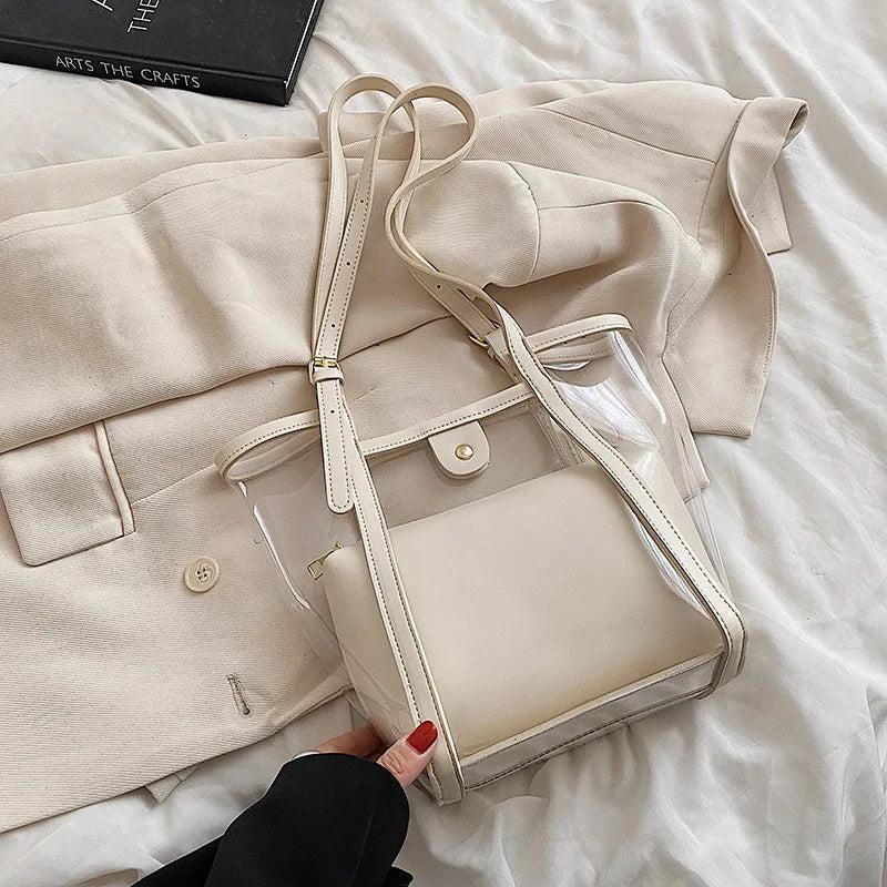 Transparent Jelly Bucket Bag Women's Shoulder Handbag Tote Purse