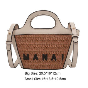 Straw Beach Handbag Tote for Women Small Woven Rattan Bag
