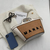 Straw Beach Handbag Tote for Women Small Woven Rattan Bag