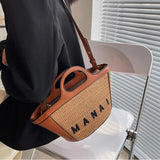 Straw Beach Handbag Tote for Women Small Woven Rattan Bag