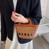 Straw Beach Handbag Tote for Women Small Woven Rattan Bag