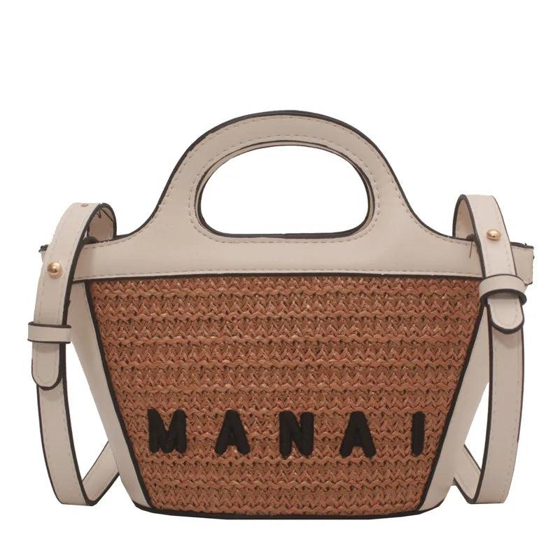 Straw Beach Handbag Tote for Women Small Woven Rattan Bag