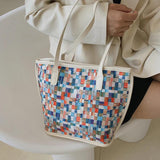 Retro Women Bag High Female Vintage Shoulder Bags Plaid Printing Handbag