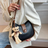 Bear Toy Shell Shoulder Bag PU Leather Purses Crossbody Bags