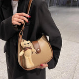 Bear Toy Shell Shoulder Bag PU Leather Purses Crossbody Bags