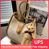 Bear Toy Shell Shoulder Bag PU Leather Purses Crossbody Bags