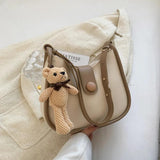 Bear Toy Shell Shoulder Bag PU Leather Purses Crossbody Bags