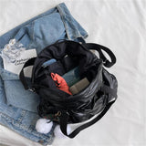 Embossed Striped Women's Padded Shopper Bag Cotton Shoulder Handbag