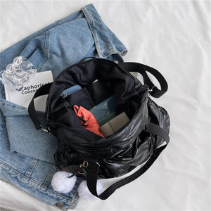 Large Capacity Women Down Fabric Shoulder Crossbody Bags with Hair Ball Purses