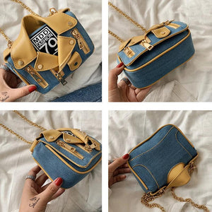 Funny Jacket Crossbody Bags for Women Canvas Chains Handbags