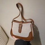 Panelled Pattern Shoulder Bag for Girls Women's Handbag Flap Shopper Bag