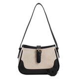 Panelled Pattern Shoulder Bag for Girls Women's Handbag Flap Shopper Bag