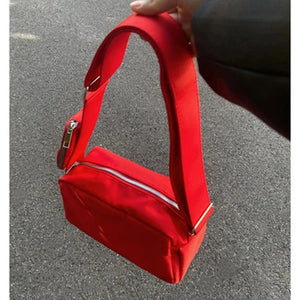 Red Casual Nylon Crossbody Bag