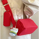 Red Casual Nylon Crossbody Bag