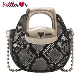 Snake Leather Chain Shoulder Flap Purse for Women