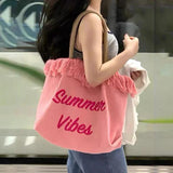 Embroidered Letter Tote Bag Women Handbag Versatile Shoulder Bag
