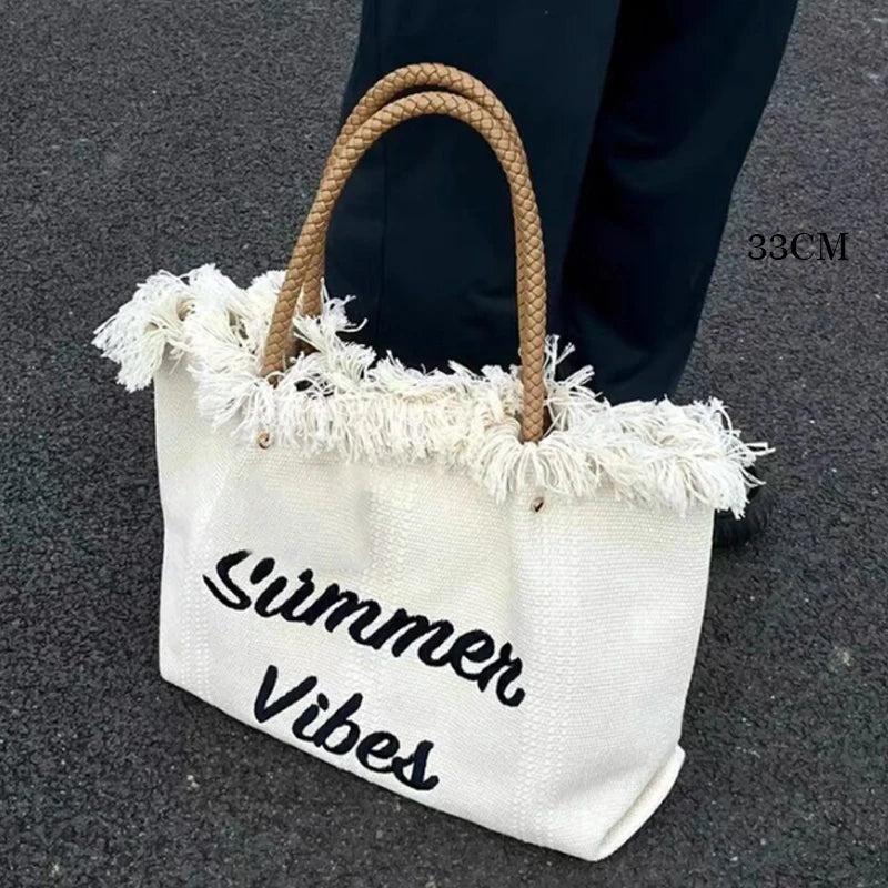 Embroidered Letter Tote Bag Women Handbag Versatile Shoulder Bag