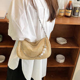 Summer Beach Shoulder Bag for Women Crossbody Straw Handbag