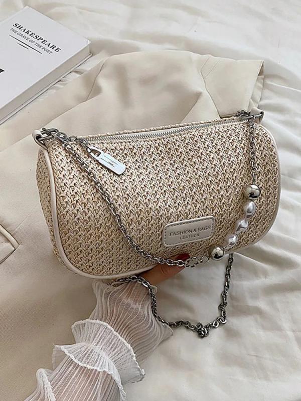 Summer Beach Shoulder Bag for Women Crossbody Straw Handbag