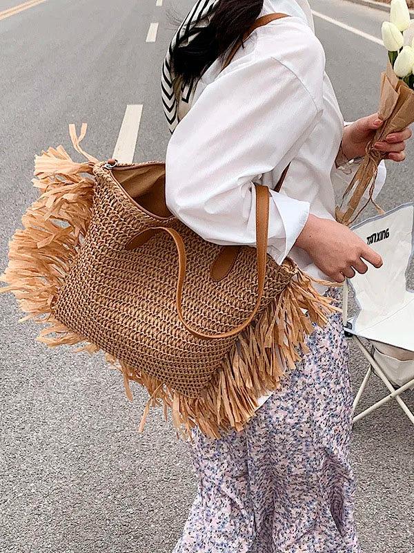 Summer Straw Tote Shoulder Bags for Women Beach Large Capacity Women's Bag