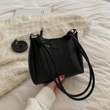 Vintage Soft PU Leather Shoulder Bag Stylish Bucket Crossbody Bag