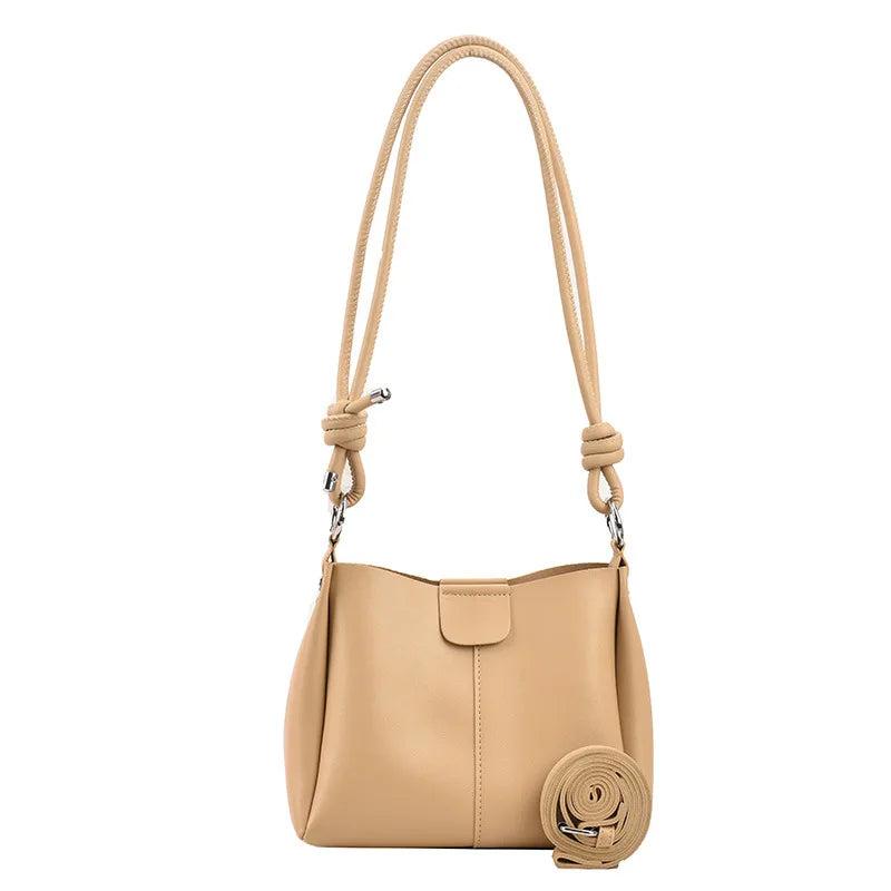 Vintage Soft PU Leather Shoulder Bag Stylish Bucket Crossbody Bag