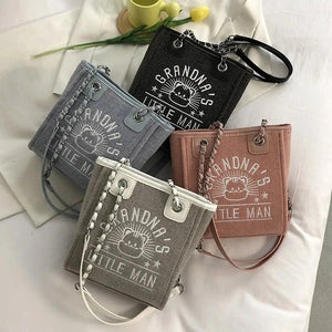 Women's Canvas Shoulder Bag Chain Tote Travel Purses