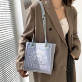 Women's Canvas Shoulder Bag Chain Tote Travel Purses