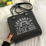 Women's Canvas Shoulder Bag Chain Tote Travel Purses
