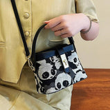 Women's Panda Box Bag PU Leather Shoulder Crossbody Messenger Totes