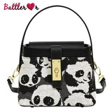 Women's Panda Box Bag PU Leather Shoulder Crossbody Messenger Totes