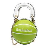 Vintage Basketball Shaped Shoulder Bag Women's Handbag Totes Girls Leather