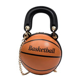 Vintage Basketball Shaped Shoulder Bag Women's Handbag Totes Girls Leather