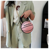 Vintage Basketball Shaped Shoulder Bag Women's Handbag Totes Girls Leather