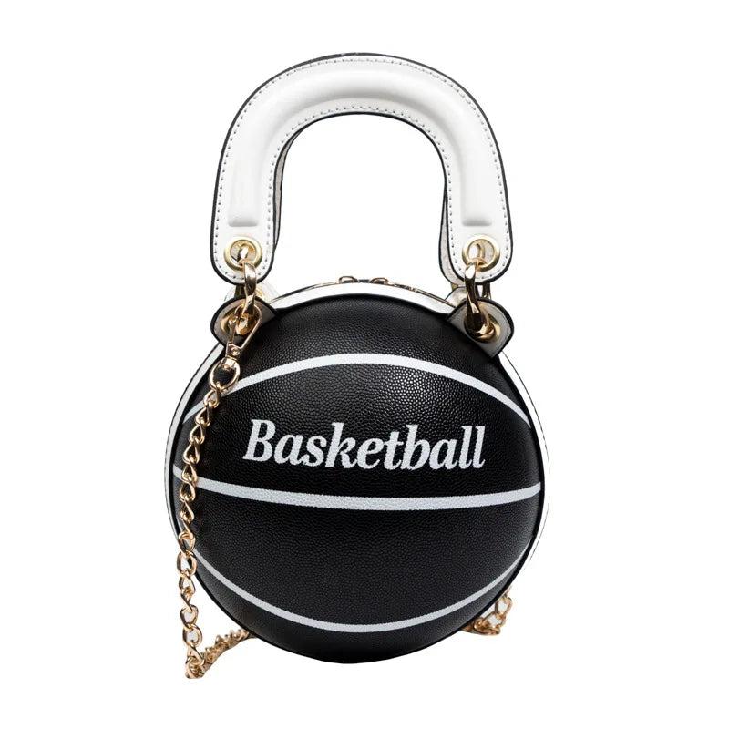 Vintage Basketball Shaped Shoulder Bag Women's Handbag Totes Girls Leather