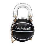 Vintage Basketball Shaped Shoulder Bag Women's Handbag Totes Girls Leather