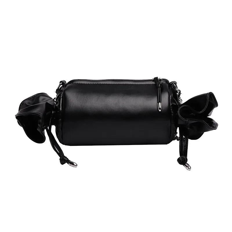 Funny Candy Women Bag Leather Shoulder Bag Chain Pleated Barrel Messenger