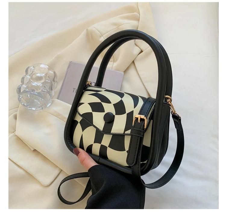 Chessboard Cartoon Handbag For Women Crossbody Bag Satchel