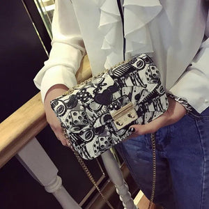 Summer Graffiti Flap Bag Women Handbags Purses High Chain Messenger Clutch