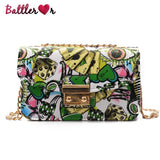 Summer Graffiti Flap Bag Women Handbags Purses High Chain Messenger Clutch