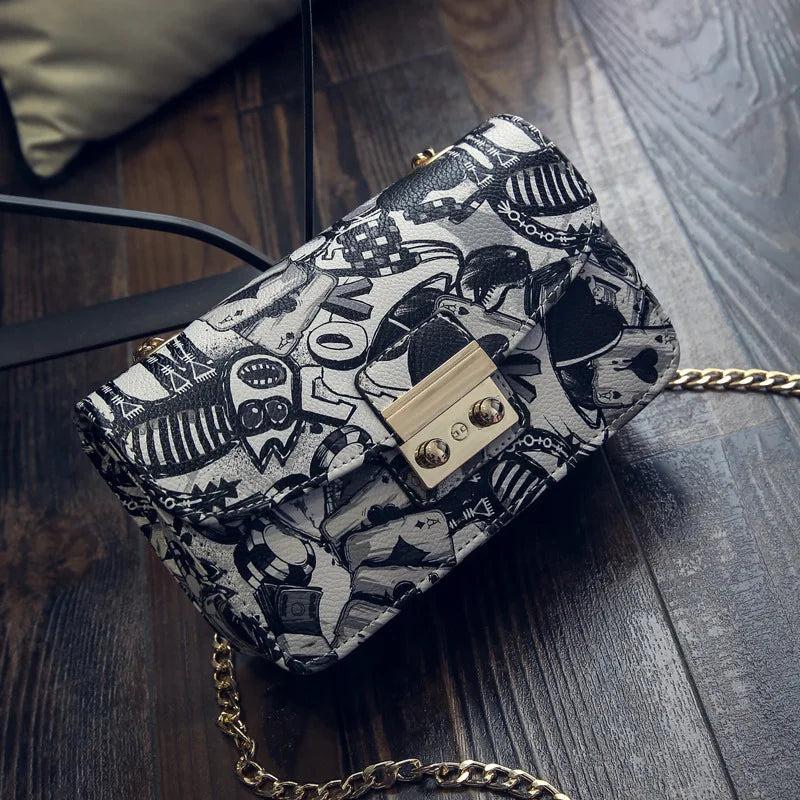 Summer Graffiti Flap Bag Women Handbags Purses High Chain Messenger Clutch